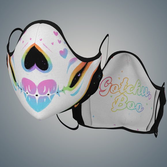 Rainbow Black Adorabones Skull Mask (Adult & Kids Sizes)