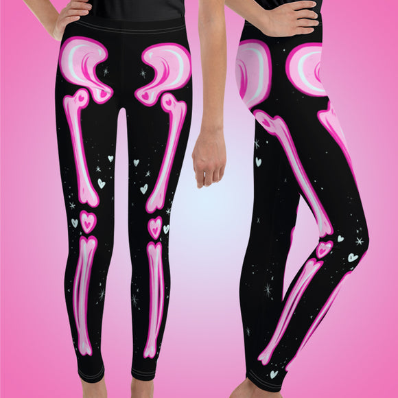 Pink & Black Adorabones Skeleton Leggings (Standard and Plus Sizes