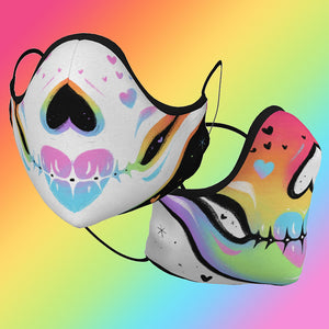 Rainbow White Adorabones Skull Mask (Adult & Kids Sizes)