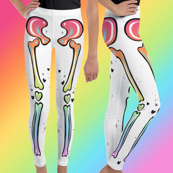 White & Rainbow Adorabones Skeleton Kids Leggings