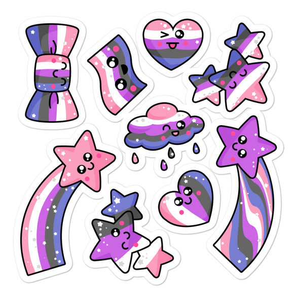 Gender Fluid LGBTQties Stickers